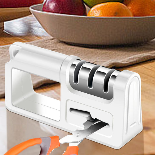 Clearance Kitchen Four In One Sharpener Knife Scissor Purpose Ceramic Sharpener Rod Multi Functional Kitchen Knife Handheld Sharpener Stone