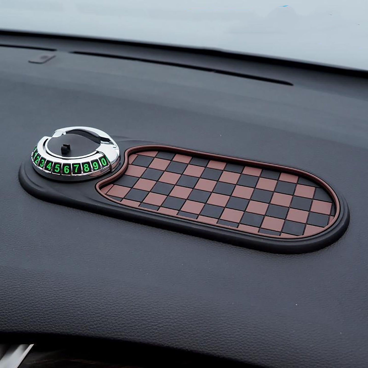 Multifunction Car Anti-Slip Mat Auto Universal Phone Holder, 2025 Rotatable Anti Skid Car Dashboard Pad with Temporary Parking Numbe and Large Pad for Phones Sunglasses Keys Gadgets