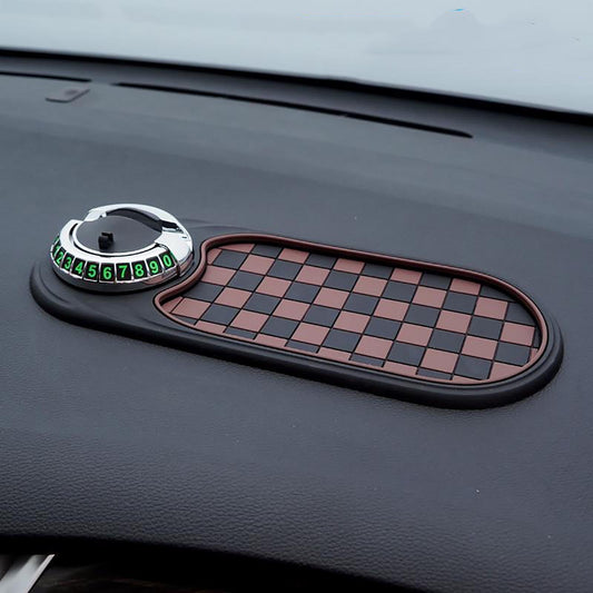 Multifunction Car Anti-Slip Mat Auto Universal Phone Holder, 2025 Rotatable Anti Skid Car Dashboard Pad with Temporary Parking Numbe and Large Pad for Phones Sunglasses Keys Gadgets