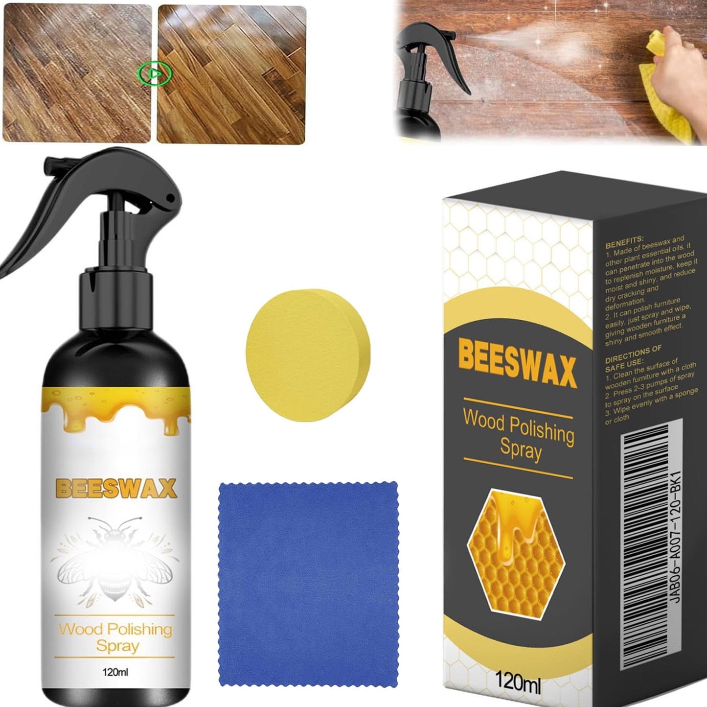 Natural Beeswax Care Spray & Restorer,Beeswax Spray Furniture Polish, Natural Beeswax Care Spray & Restorer,Natural Beeswax Spray For Wood,Leather & Furniture Polish,Non-Toxic & Eco-Friendly