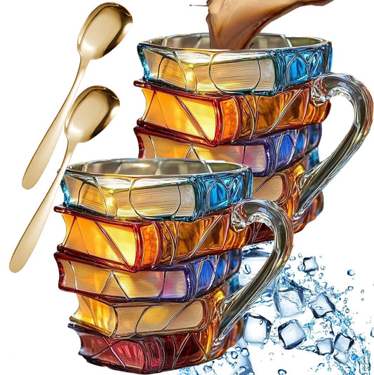 Painted Book Mug, Novelty 3D Painted Books Coffee Mug,Stackable Coffee Mugs,Vintage Coffee Mugs,Nique Books Stack Coffee Cup,Collection Gifts For Literature Lovers£¬