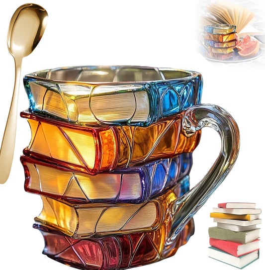 Painted Book Mug, Novelty 3D Painted Books Coffee Mug,Stackable Coffee Mugs,Vintage Coffee Mugs,Nique Books Stack Coffee Cup,Collection Gifts For Literature Lovers£¬