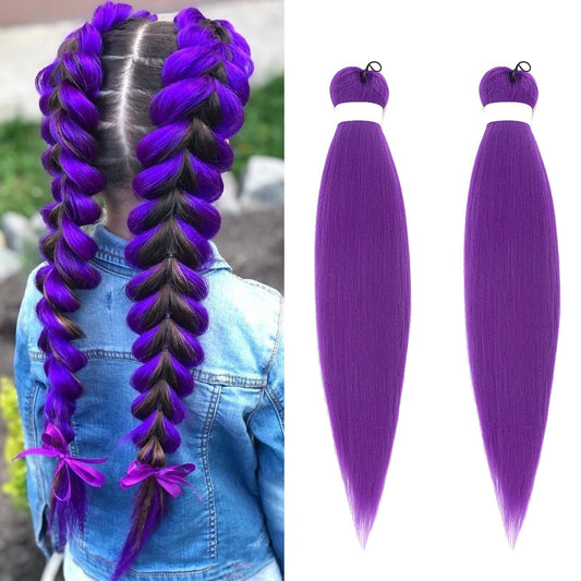 Purple Braiding Hair Extensions,Pre Stretched Synthetic Purple Braiding Braiding Hair Extensions For Braids, Purple Hair Extensions For Stage Party Halloween Costume ,26 Inch,2PACK