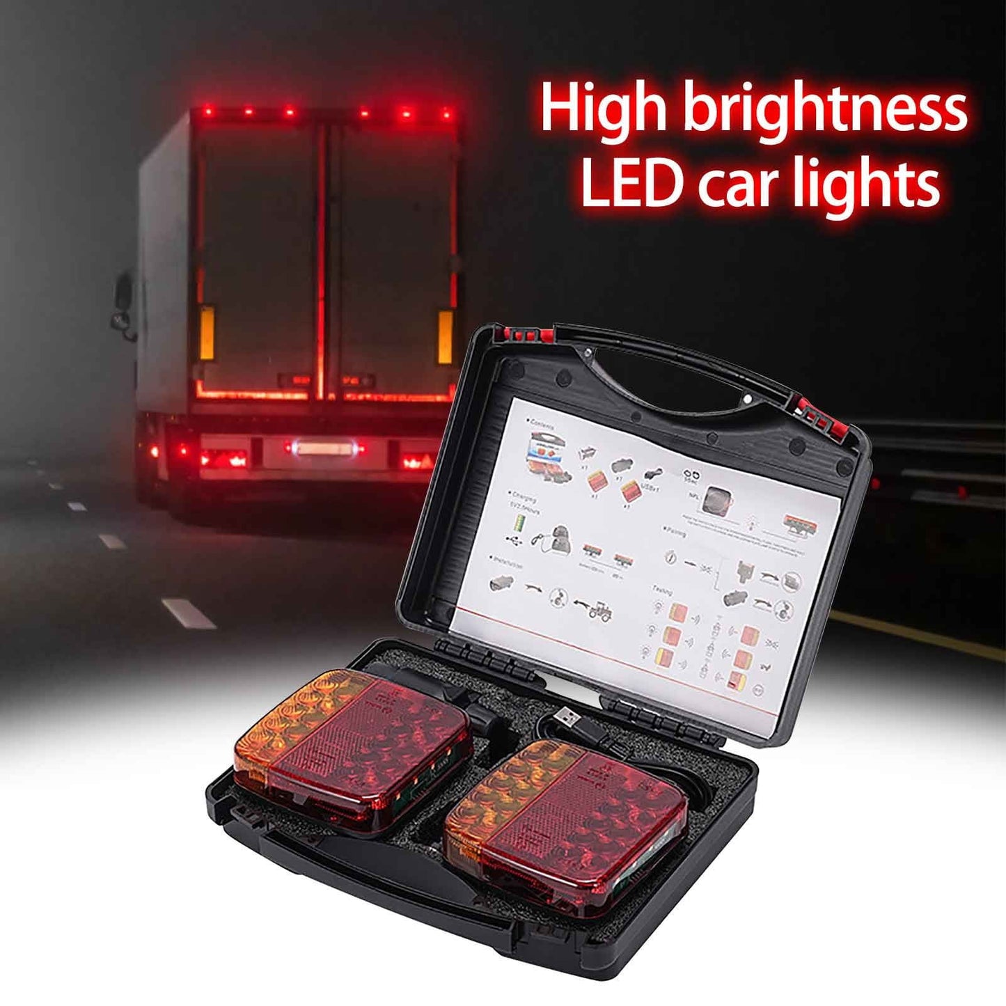 Wireless Trailer Lights, 2025 New Magnetic Wireless Tail Lights for Trailer, Portable LED Tow Tail Lights Kit for Trucks, Boat, RV, Vehicle trailer lights 1Set-2pack