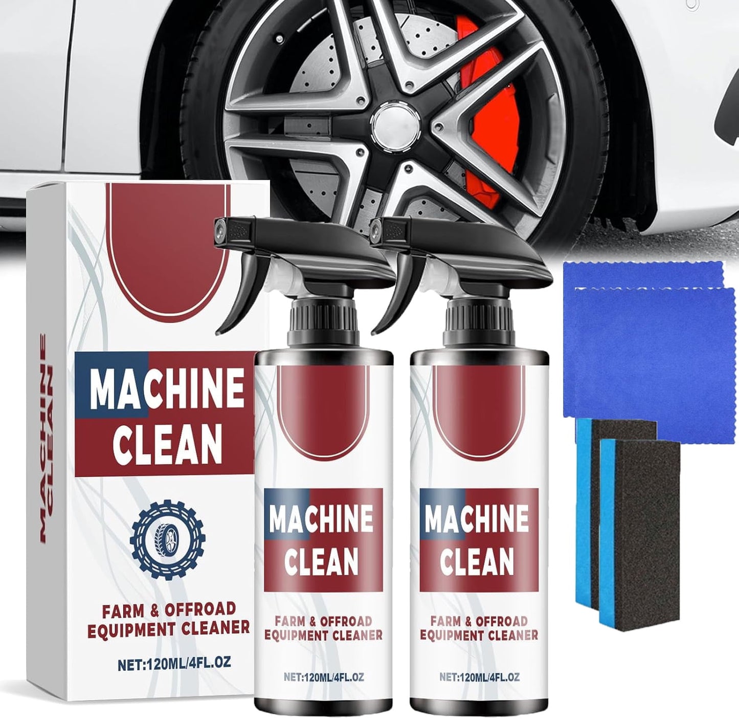 Machine Clean Outdoor All-Purpose Cleaner,Off Road Wash,Heavy-Duty Outdoor All Purpose Cleaner,Farm & Offroad Equipment,Car Tire Foam Cleanerremove Dirt, Oil,2Pcs