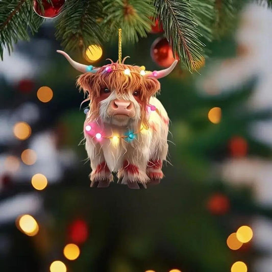 Cute Animals Shaped Hanging Decoration,Highlands Cow Christmas Ornaments,Festive Decorations For Home Party, Highlands Cow Christmas Ornaments