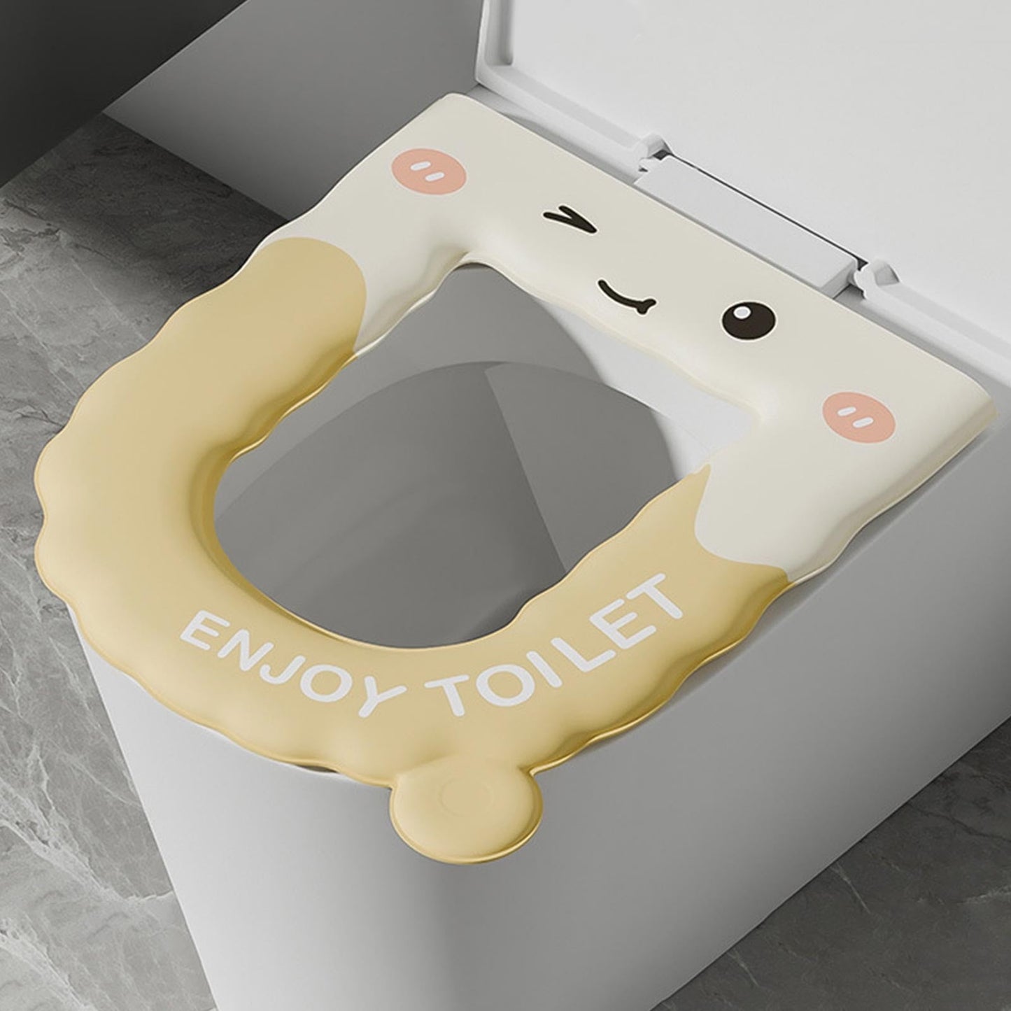 Cute Eva Waterproof Toilet Seat Cover - Thickened Toilet Seat Cover, High-Elasticity Soft Cushion,All-Season No-Wash Toilet Seat Ring Adhesive Type,Toilet Types With Hygienic Handle
