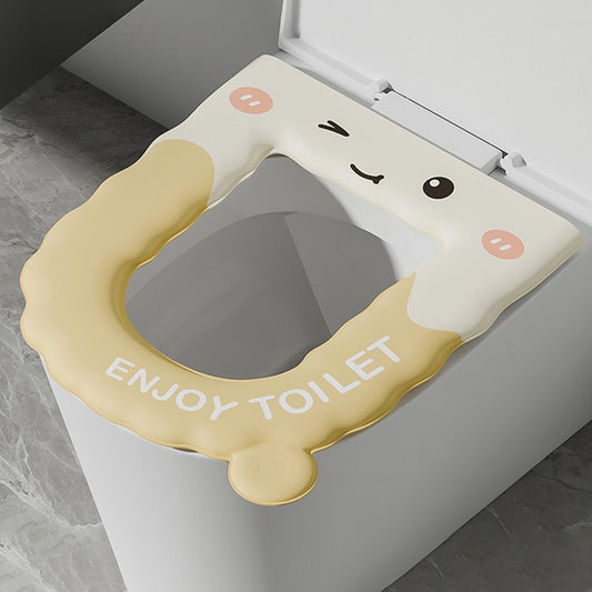 Cute Eva Waterproof Toilet Seat Cover - Thickened Toilet Seat Cover, High-Elasticity Soft Cushion,All-Season No-Wash Toilet Seat Ring Adhesive Type,Toilet Types With Hygienic Handle