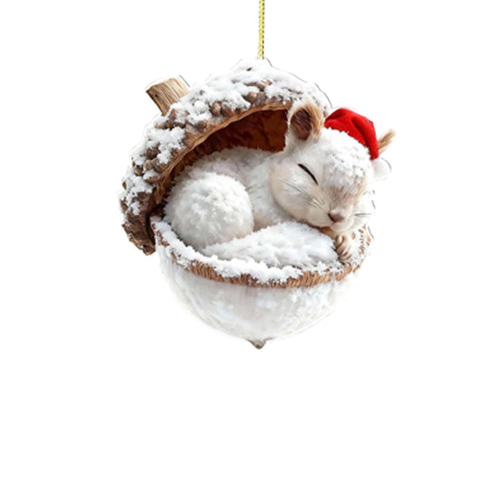 Cute Forest Animal Acorn Ornaments Cute Forest Animal Christmas Ornament,2D Acrylic Acorn Ornaments For Christmas Tree Decor,Party,Car Rearview Mirror, Bag Pendant,Window Deocr,Fireplace Pendant