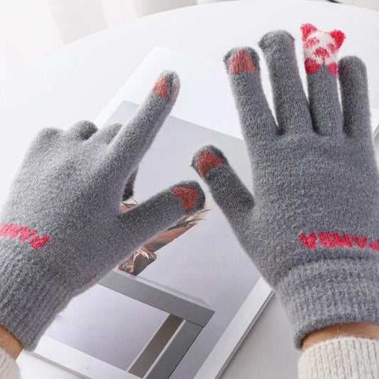 Cute Red Panda Plush Touch Screen Gloves,Women Winter Warm Cozy Soft Thick Fleece Fluffy Fuzzy Touchscreen Gloves Panda,Thermal Gloves Winter Plush Gloves,Cycling Knitted, Autumn Girls Cold Resistant