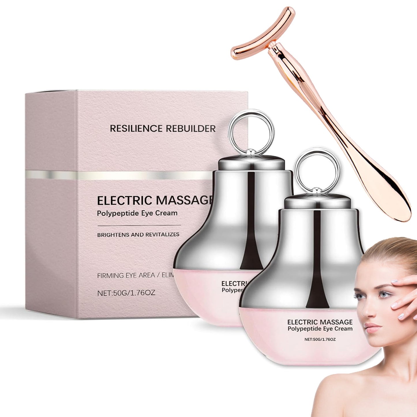 Electric Massage Eye Cream for Dark Circle, ,Electric Massage Polypeptide Eye Cream,Under EyeCream Firm and Smooth of Fine Lines,Tired Eye Refreshment Firming, Moisturizing£¬2P