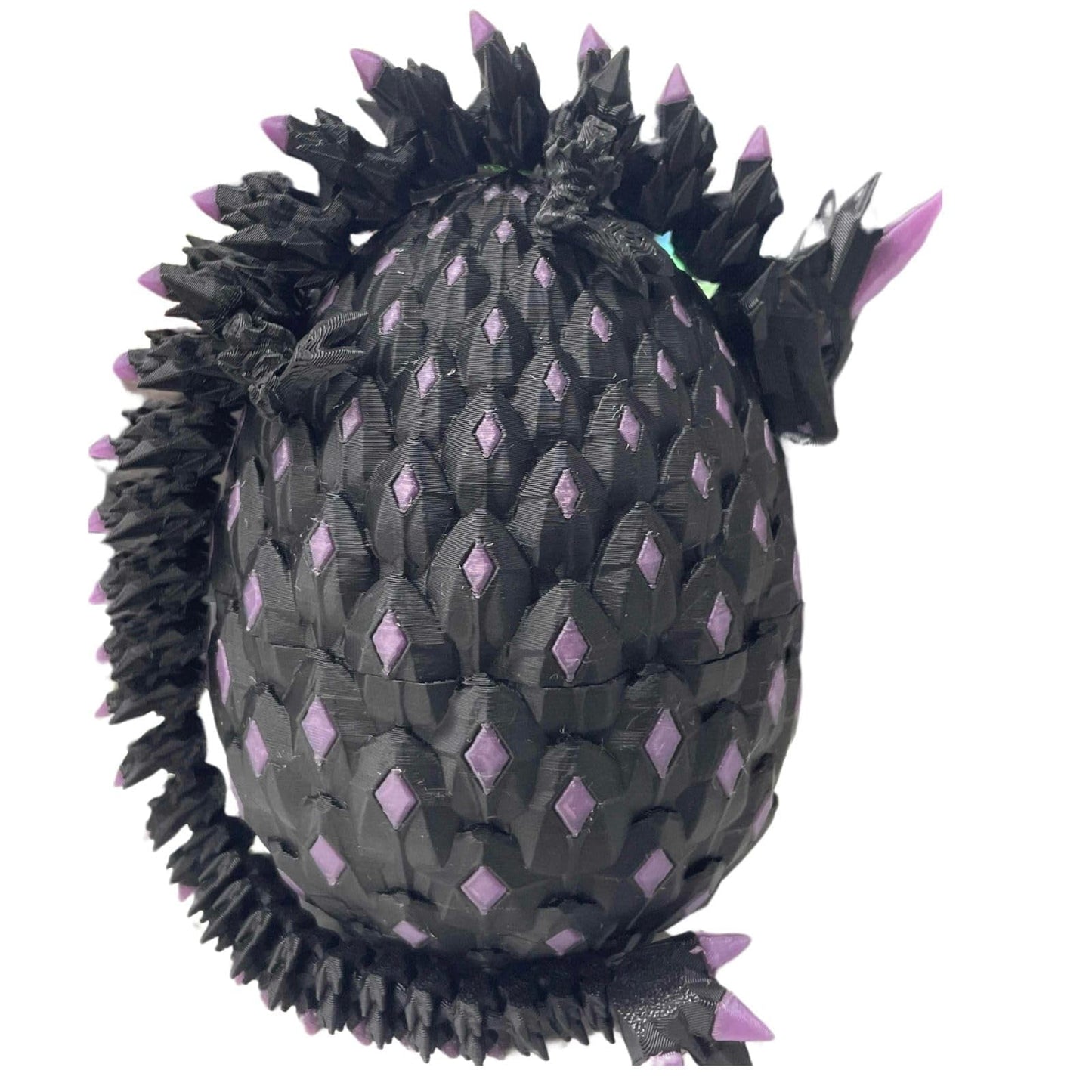 3D Printed Dragon Eggs with Dragon Inside, Articulated Crystal Dragons in Egg, Glow in The Dark Flexible Animals for Home Office Desk Decor, Halloween and Christmas gifts
