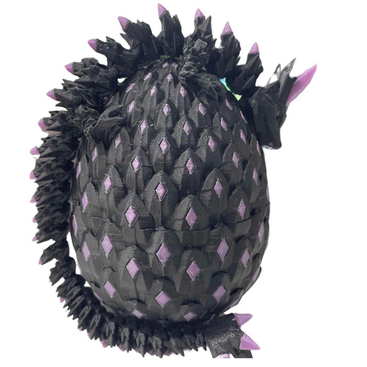3D Printed Dragon Eggs with Dragon Inside, Articulated Crystal Dragons in Egg, Glow in The Dark Flexible Animals for Home Office Desk Decor, Halloween and Christmas gifts