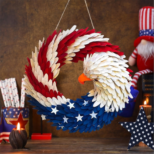 4Th Of July Wreath For Front Door,2D Patriotic Wreaths For Front Door Patriotic American Flag Burlap Wreath,Memorial Day Independence Day Holiday Decor Farmhouse Hanging Ornament