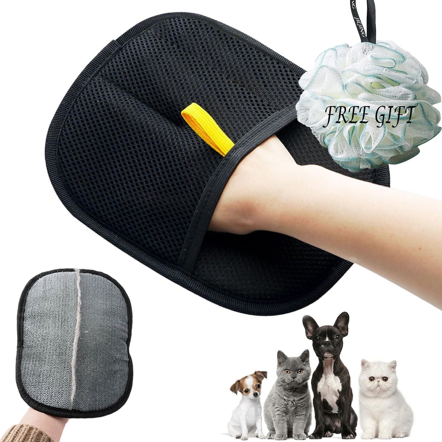 Pet Hair Remover Gloves for Dog & Cat,Double Sided Grooming Glove for Pets,Reusable Pet Hair Remover Glove for Washing, Deshedding, Grooming