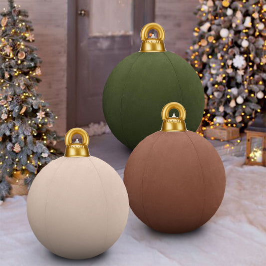Velvet Christmas Inflatable Ball Ornament 24Giant Inflatable Velvet Christmas Ball, Giant Flocked Blow up Holiday Ball, Outdoor Yard Christmas Decoration for Indoor D¨¦cor£¬3pcs