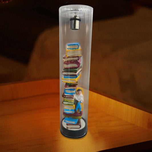Decorative Reader Night Light,3D Miniature Book Lovers Sculpture Led Light, Led Resin Stained Stacked Books Lamp,Led Reader Night Light Mini Book Enthusiast Sculpture Mini Books Led Light Ornaments