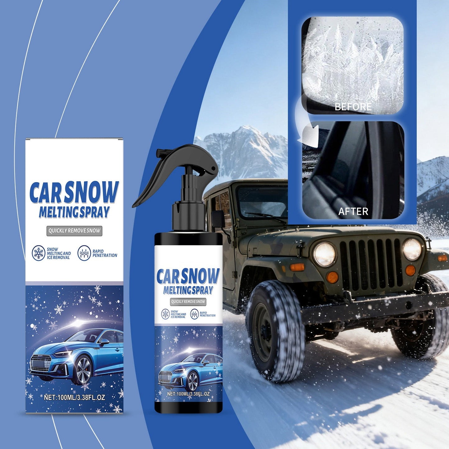 Deicer For Car Windshield Defroster,Spray Snow For Windows Snow Spray,Window Snow Spray, Deicing Spray, Melting Spray, Deicer For Car Windshield, Winter Car Essentials, Fast Ice & Snow Melting Spray