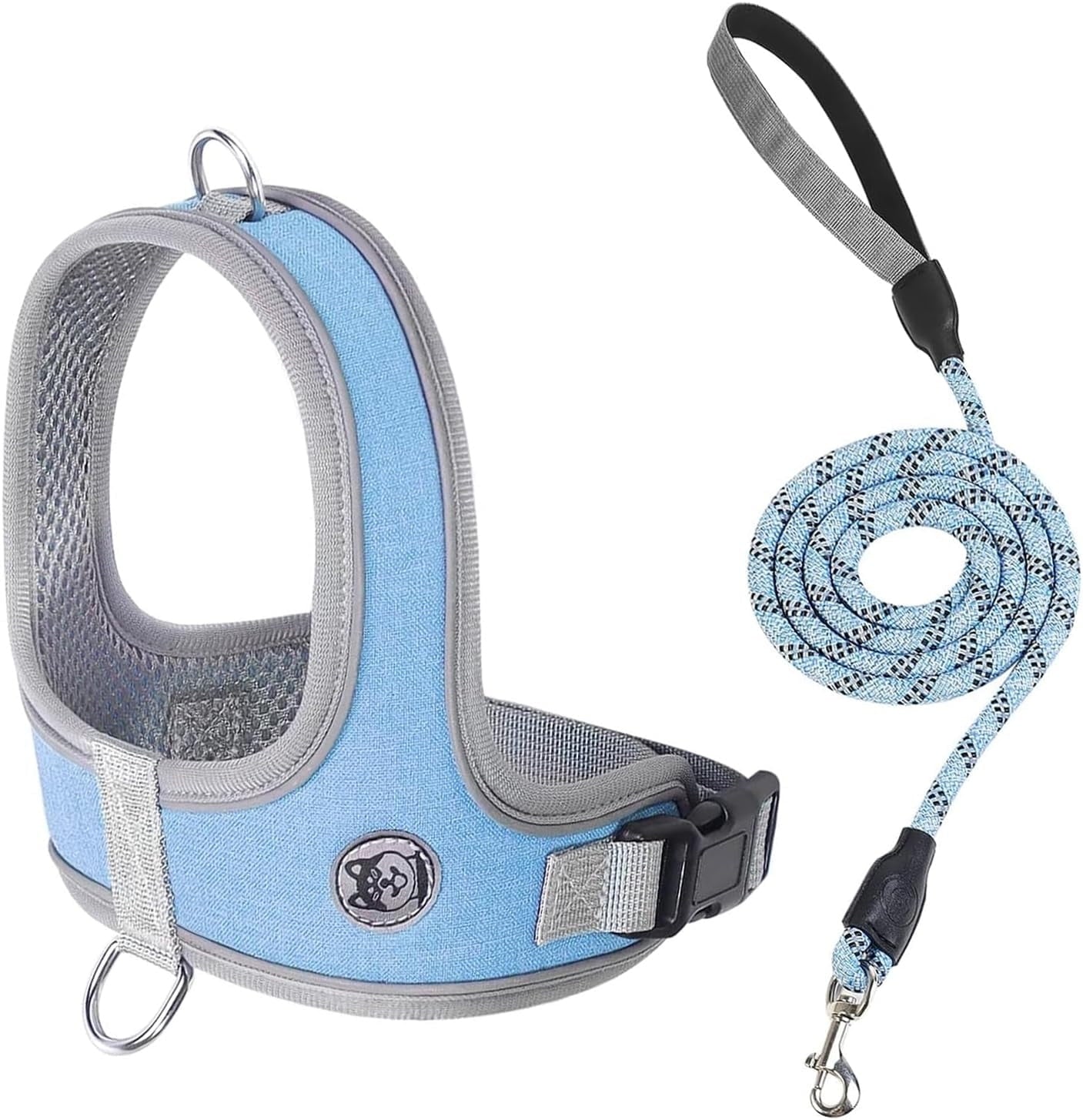 Dog Harness And Leash Set,Breathable No-Pull Dog Harness With Reflective Leash Set,Soft Cationic Mesh Vest For Small Dogs, Easy On/Off, Adjustable Fit,All-Season,Chest Circumference 28-34/ 2-5 Pounds