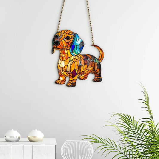 Dog Suncatcher -2025 Acrylic Dog Series Art Stained Glass Window Hanging, Corgi/Beagle/French Bulldog/Dachshund/Labrador Ornaments for Window Decor, Funny Gift for Dog Lovers