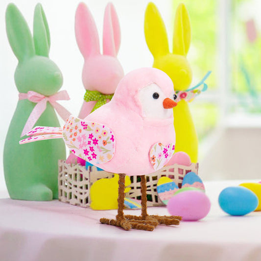 Easter Small Pink Fabric Bird Tabletop Decoration, Easter Decorations, Birds Decorations Window Displays Props Festive Decorations,Easter Decor