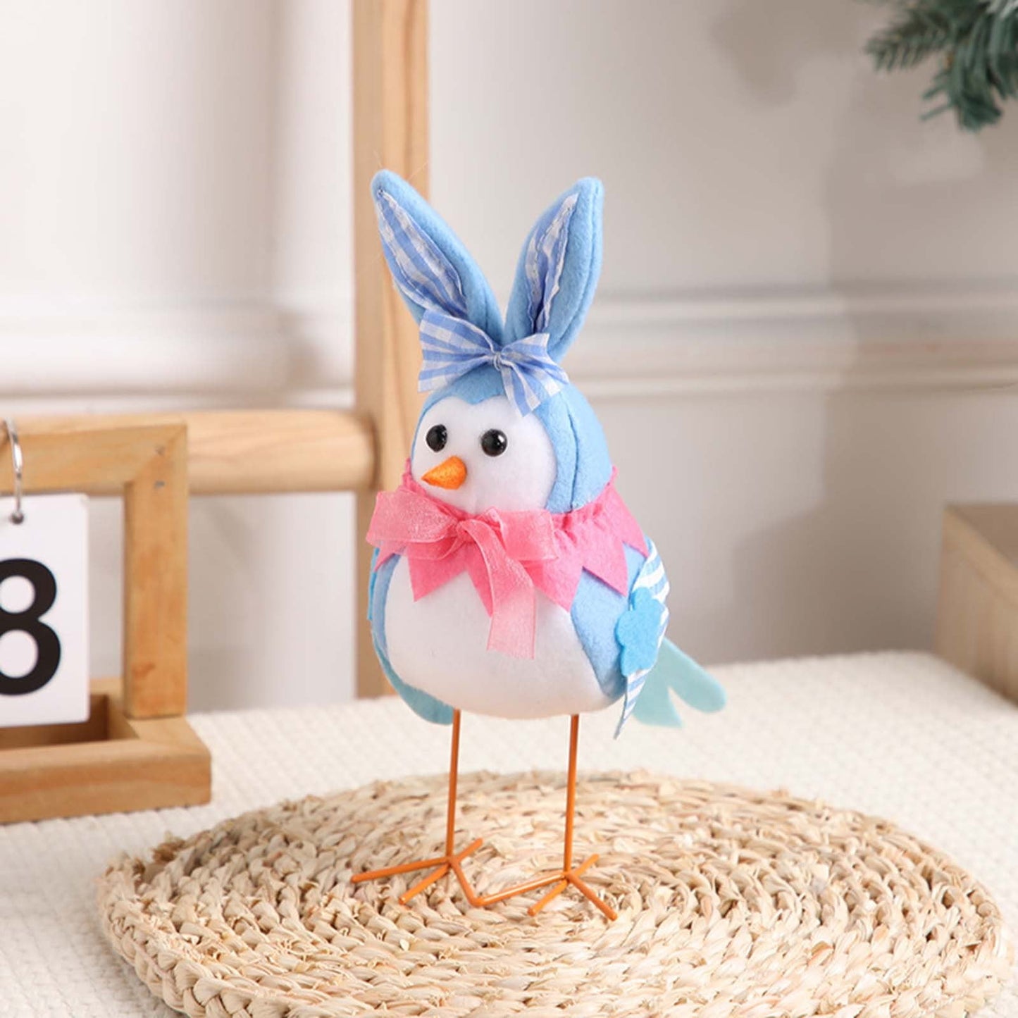 Easter Small Pink Fabric Bird Tabletop Decoration, Easter Decorations, Birds Decorations Window Displays Props Festive Decorations