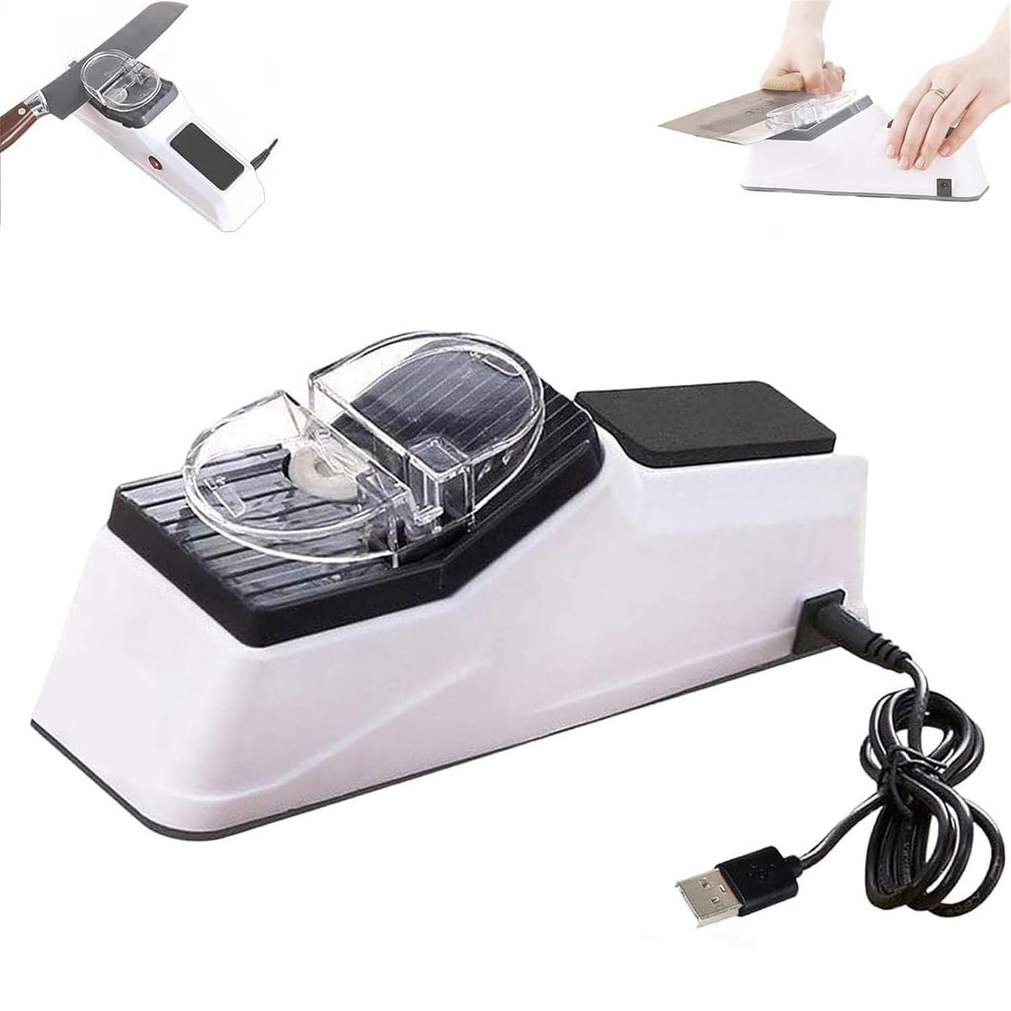 Electric Knife Sharpener,Usb Electric Knife Sharpener, Automatic Knife Sharpener With Replacement Grinding Tools, Double Sided Knife Sharpener, Quick Sharpening & Polishing, Stable Non-Slip Base