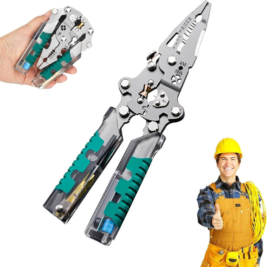 Electrician Pliers, 20-in-1 Multitool Pliers with Screwdriver Set & Wire Stripper - Folding Stylus, Crimper, Cutter - Professional Electrical Tool Kit for DIY & Repairs