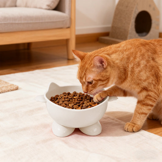Elevated Cat Bowls,Cat Food Bowl,Large Capacity Elevated Cat Bowl, Tilted Pet Food And Water Dish With Wide Shallow Design For Whisker Relief And Neck Support