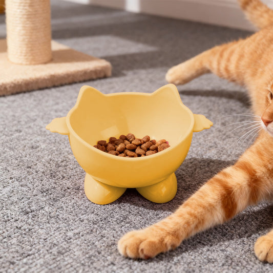 Elevated Cat Bowls,Cat Food Bowl,Large Capacity Elevated Cat Bowl, Tilted Pet Food And Water Dish With Wide Shallow Design For Whisker Relief And Neck Support