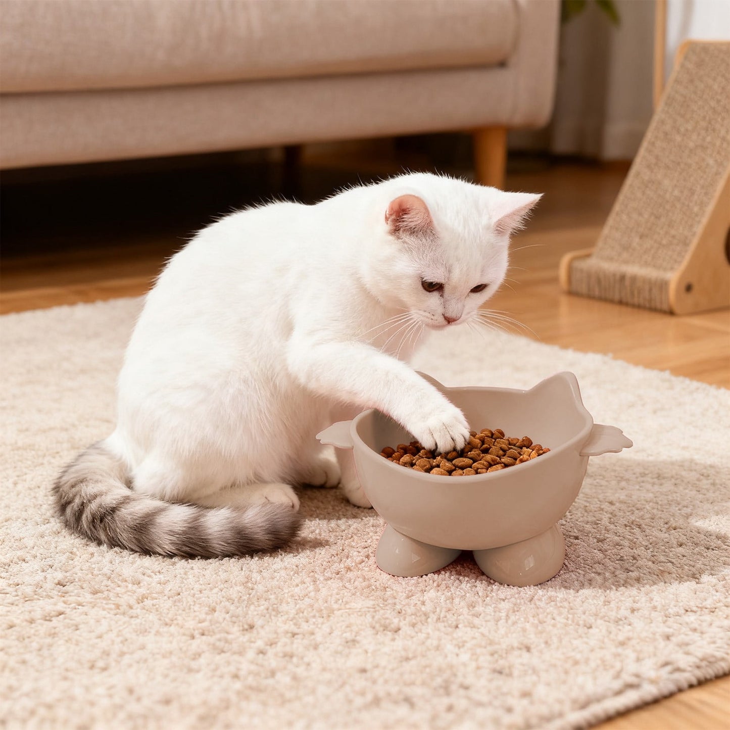 Elevated Cat Bowls,Cat Food Bowl,Large Capacity Elevated Cat Bowl, Tilted Pet Food And Water Dish With Wide Shallow Design For Whisker Relief And Neck Support