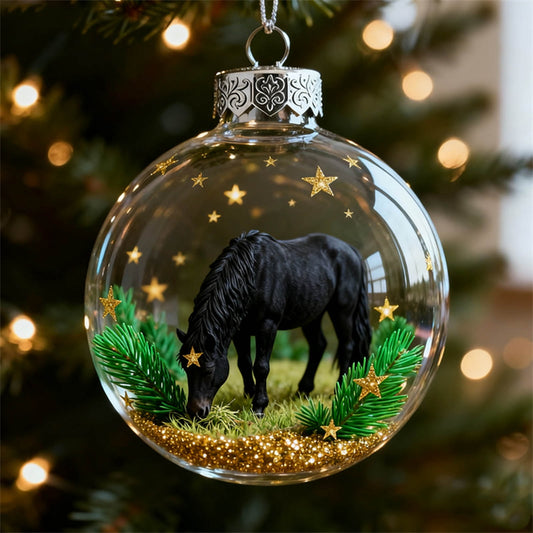 Equestrian Christmas Ornament Set,Transparent Christmas Ball Clear Ornaments Horse Christmas Ornament,Plastic Christmas Ornaments,Glittering Horse Figurine Baubles Clear Ornaments For Crafts Fillable