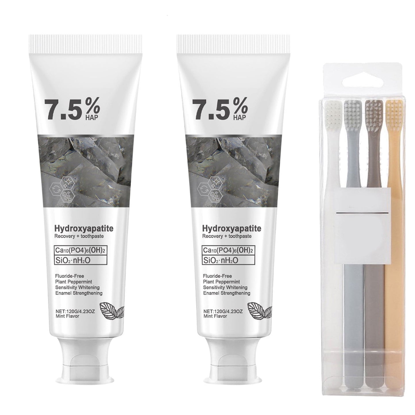 7.5% Hidroxiapatita Toothpaste Upgraded,Hydroxyapatite Toothpastes,White Tooth Repair Hydroxyapatite For Enamel Protection And Tooth Strengthening, Whitening Toothpaste,Gentle Mint,2PC+Toothbrush