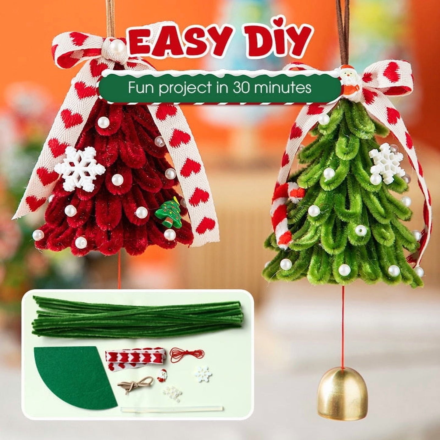 Felt Christmas Tree,Felt Trees,Christmas Tree Diy Kit For Car Suspension Accessories,Diy Christmas Tree Car Suspension Decoration Kit - Creative Festive Automotive Accessories For Holiday Fun,Green