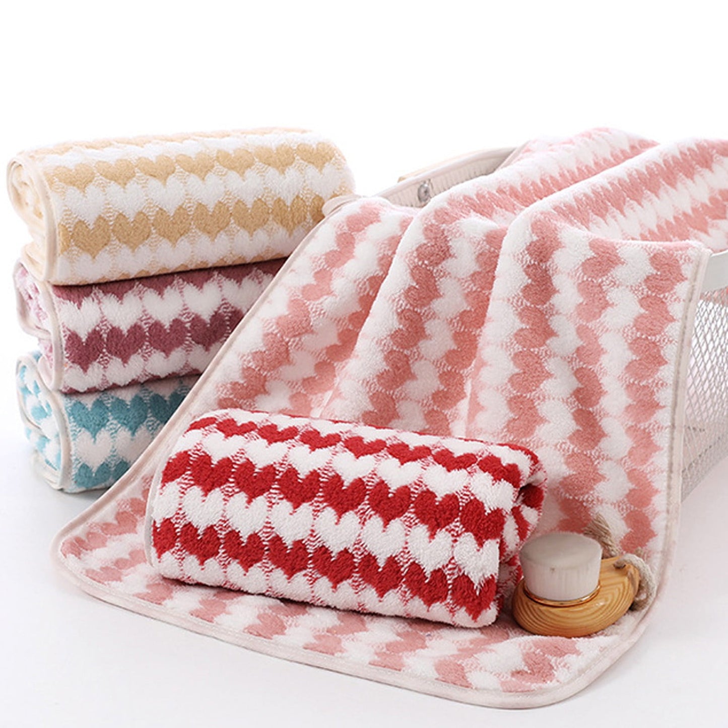 Fleece Bath Towels 75X35Cm Large Heart Towel,Valentine'S Day Bath Towels For Body, Highly Absorbent, Super Soft, Lint Free Fluffy Shower Towel For Bathroom, Gym, Lightweight Towel,Holiday Gift