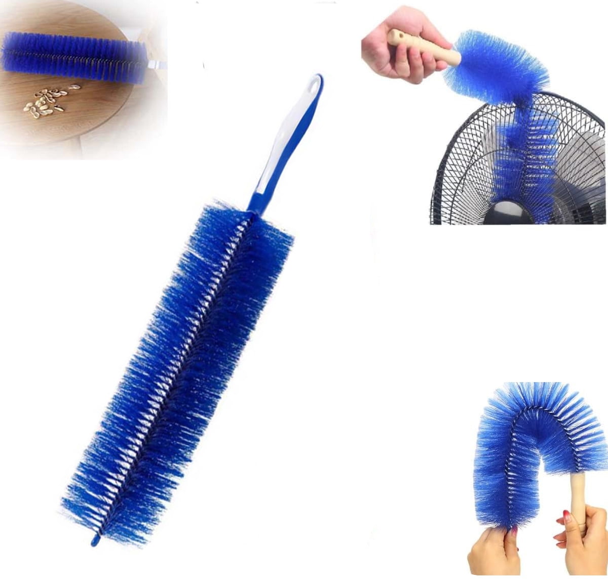 Flexible Fan Dusting Brush (Non-disassembly Cleaning),Fan Brush,Bendable Dusting Brush, Microfiber Dust Collector, Electric Fan Cleaner, Fan Cleaning Brushes,Blue 17*4inch