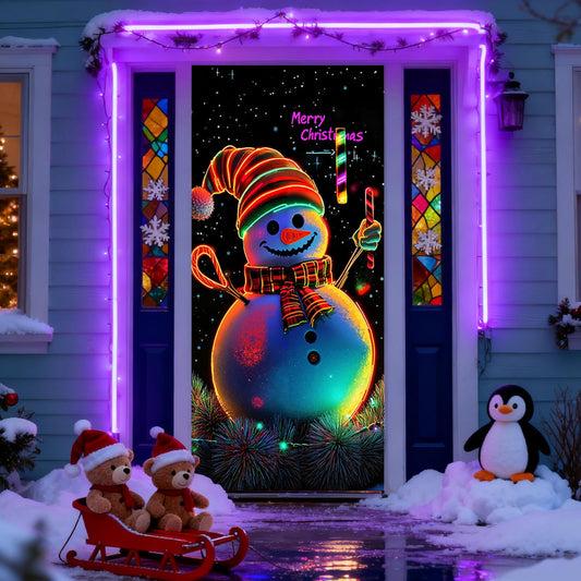 Fluorescent Christmas Door Cover Party Banner,Activated Christmas Garage Door Cover,Lighted Christmas Door Cover Door Banner,35¡±*70¡°Extra Large Hanging Poster For Outdoor Indoor Xmas Holiday Decor