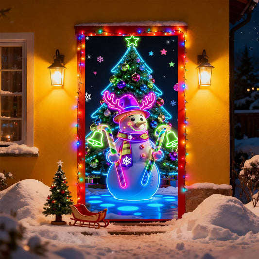 Fluorescent Christmas Door Cover Party Banner,Activated Christmas Garage Door Cover,Lighted Christmas Door Cover Door Banner,35¡±*70¡°Extra Large Hanging Poster For Outdoor Indoor Xmas Holiday Decor