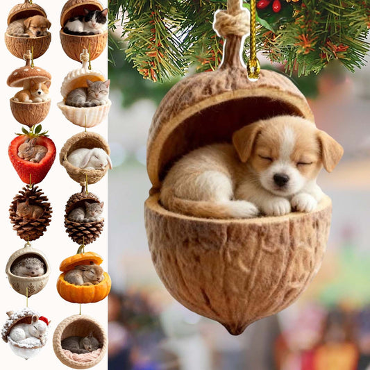 Forest Animal Oak Seed Ornaments, Forest Animal Acorn Ornaments,Christmas Tree Hollow Pinecone Ornament 2D Flat Acrylic Pendant For Holiday Decor Tree Home Decoration