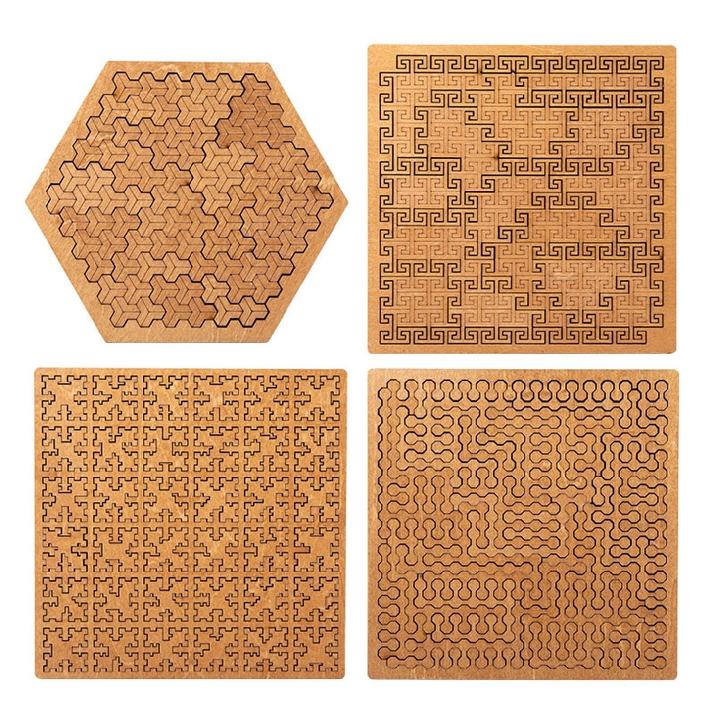 Fractal Puzzle,Fractal Tray Puzzle,Hard Difficult Wooden Jigsaw For Adults,Reverse Thinking Puzzles,Portable Impossible Reverse Thinking Challenging No Image Puzzle,Wooden Puzzles To Bend Your Mind