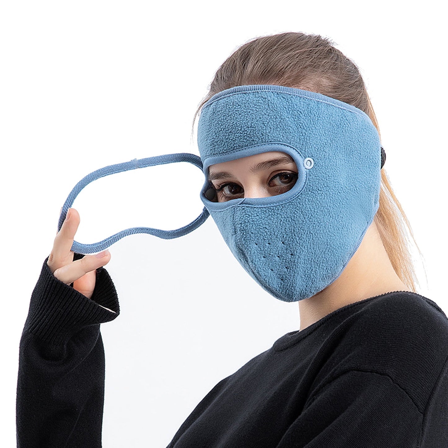 Full Face Protection Headgear, Winter Warm Masks, Polar Fleece Riding Windproof Hd Goggles Face Protection Mouth Shield,Ski Riding High-Definition Protective Mirror
