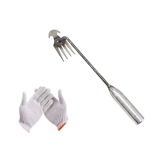 Gardens Weed Puller,CELNNCOE Weeding Artifact Uprooting Weeding Tool, Weed Puller,Premium Manganese Steel Forged Weed Puller 4 Teeth Dual Purpose Weeder for Gardening with Long Handle£¬12inch+gloves