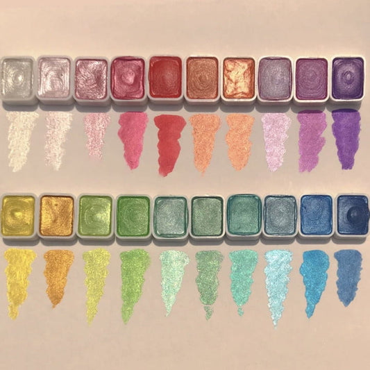 Generic Metallic Watercolor Paints, Forestry Shifting Watercolor Painting Set, Shimmer Metallic Watercolor Paints Set,Metallic Pearlescent Colourful Painting Kit,Kid Gift