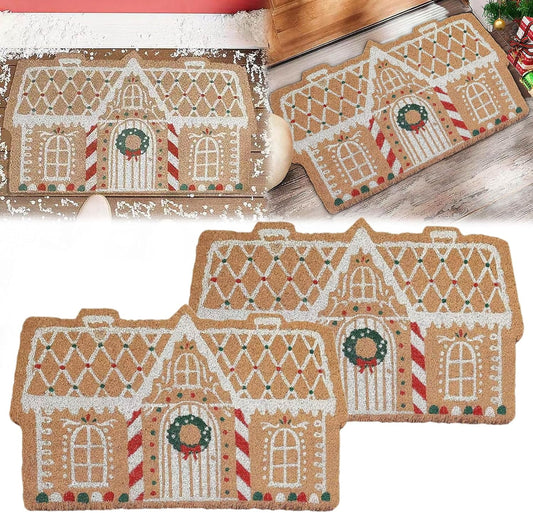 Gingerbread House Door Mat,Gingerbread Door Mat, Christmas Gingerbread Door Mat, Gingerbread Rug Christmas Front Door Welcome Mat, Gingerbread Doormat, Gingerbread House Doormat for Holiday,2pcs