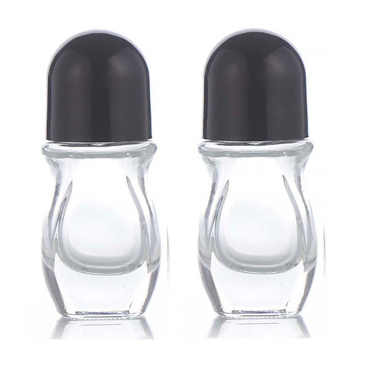Glass Empty Roller Bottles with Plastic Roller Ball, 2024 Deodorant Roll On Bottles Containers Leak Proof Massage Roller Ball Bottles with Cap For Essential Oils Perfume Cosmetics (30ML 2PCS)