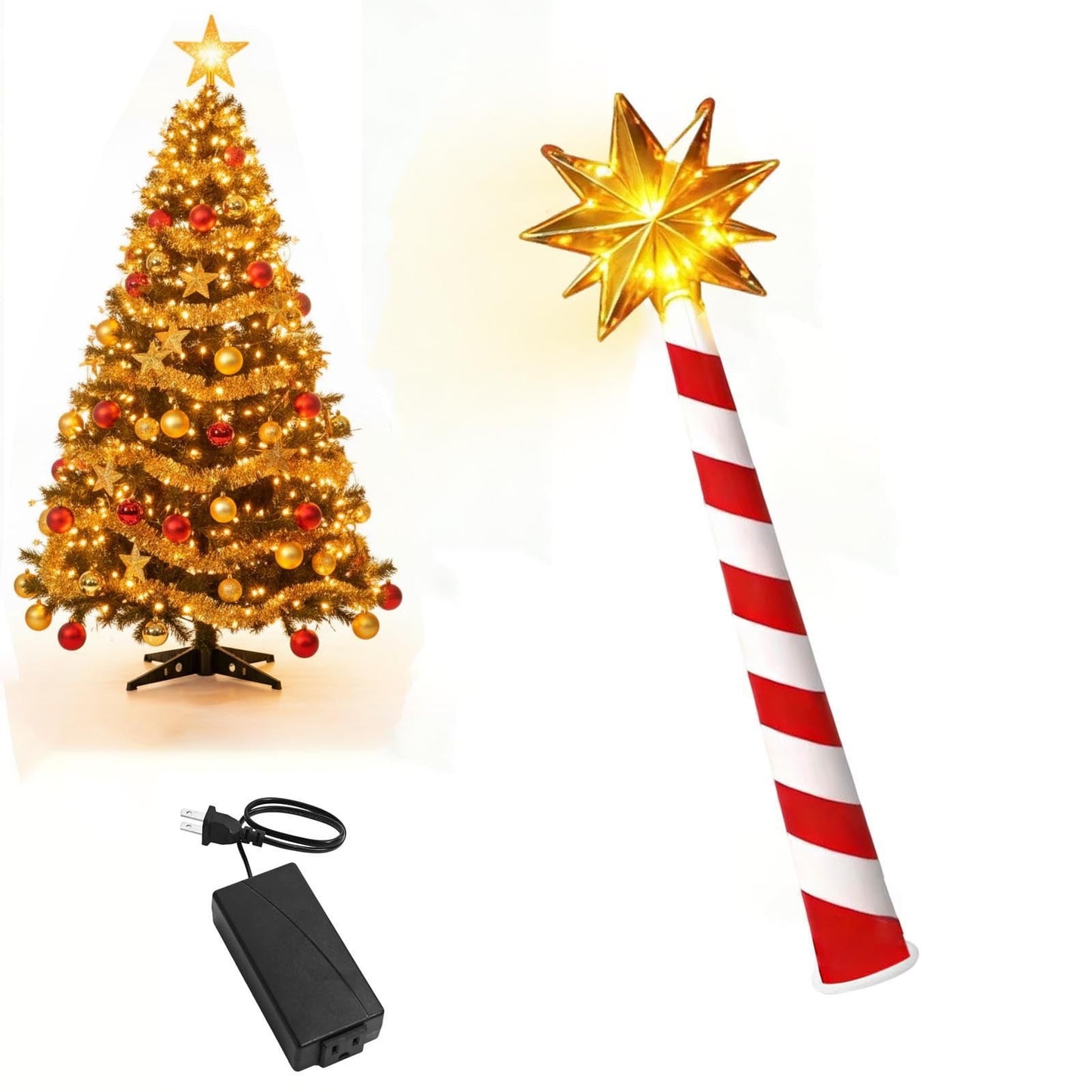 Glowing Christmas Tree Light Controller,Christmas Tree-Shaped Light Controller Red And White Striped Star Glowing Christmas Decoration Christmas Tree Light Control Stick,Pink And Snowflake