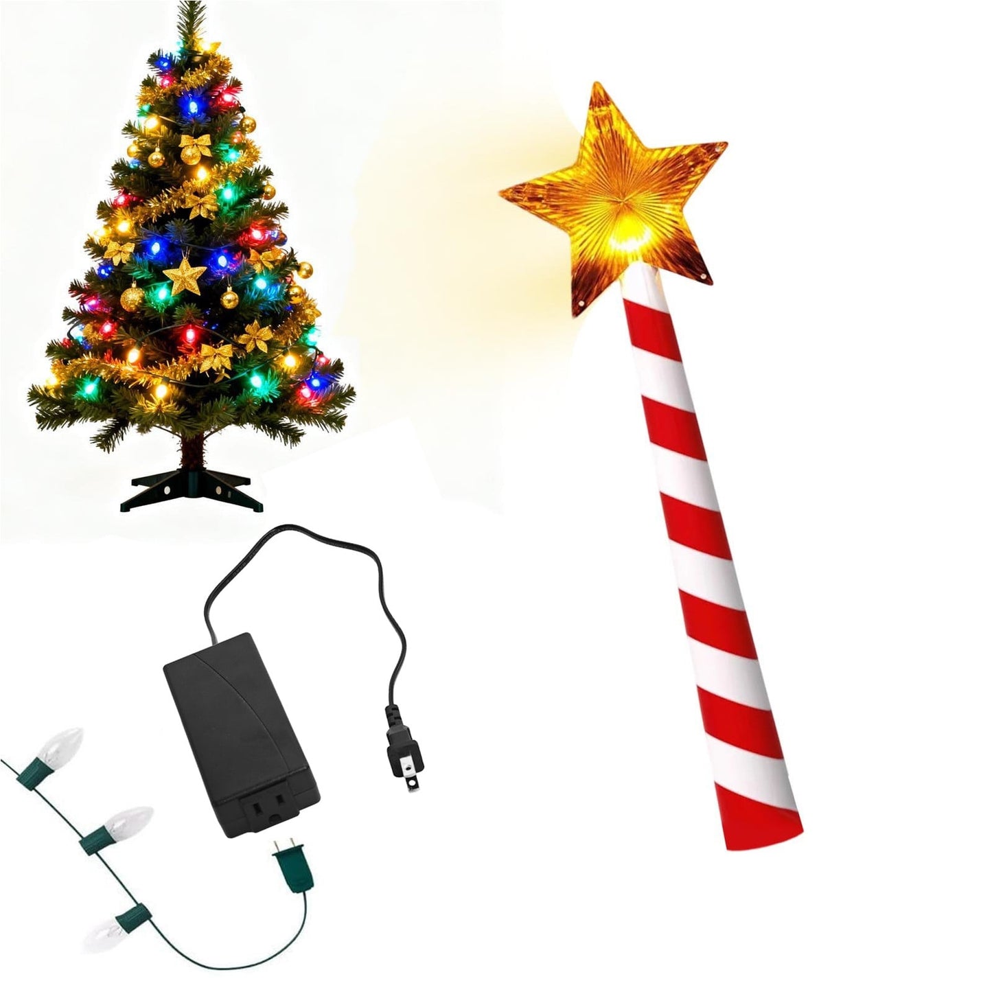 Glowing Christmas Tree Light Controller,Christmas Tree-Shaped Light Controller Red And White Striped Star Glowing Christmas Decoration Christmas Tree Light Control Stick,Pink And Snowflake