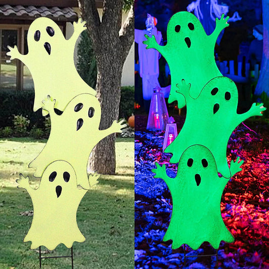 Halloween Glow In The Dark Ghost Decorations Outdoor,Halloween Decorations Outdoor Yard Signs With Stakes,Glow In The Dark Halloween Decorations,Luminous Plastic Sign Party Outside Decor,6Pcs