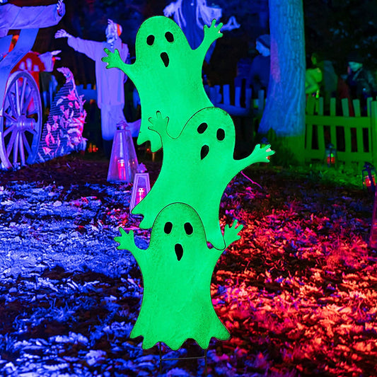 Halloween Glow In The Dark Ghost Decorations Outdoor,Halloween Decorations Outdoor Yard Signs With Stakes,Glow In The Dark Halloween Decorations,Luminous Plastic Sign Party Outside Decor,1Pcs