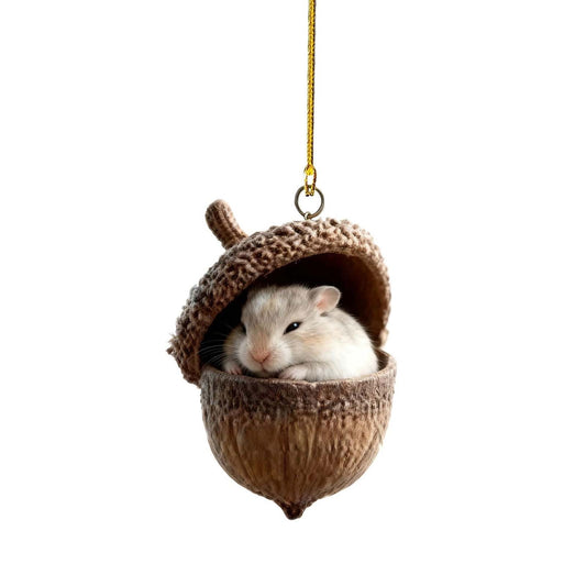 Hazelnut Forest Animal Acorn Ornaments ¨C Cozy Forest Christmas Ornament,New Woodland Creatures Christmas Ornaments,2D Flat Acrylic Pine Cone Animal Decoration,Christmas Tree Decor,Car Mirror,Gift